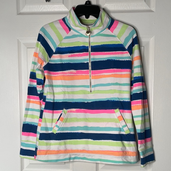 Lilly Pulitzer Tops - Lilly Pulitzer Multicolor Striped 3/4 Zip Sweatshirt Pullover
